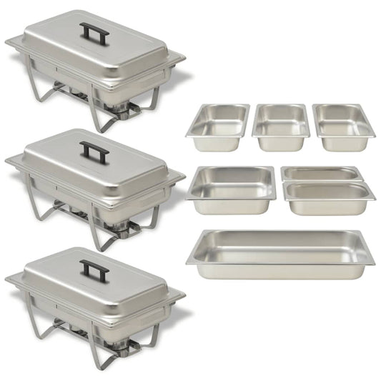 Vidaxl rechaud set stainless steel 3-piece-0
