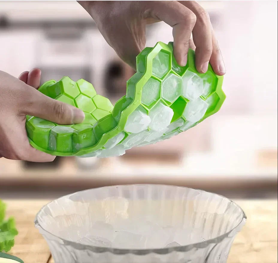 2 Pcs Silicone Honeycomb Ice Cube Tray With Lid-3