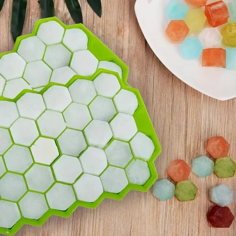 2 Pcs Silicone Honeycomb Ice Cube Tray With Lid-4
