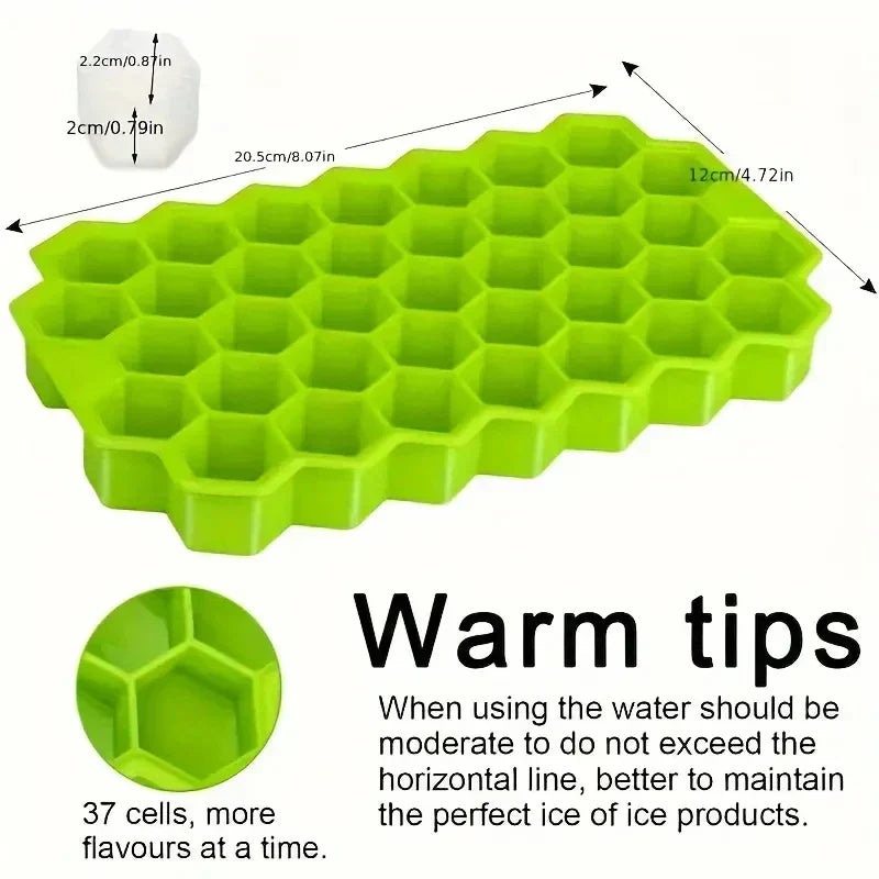 2 Pcs Silicone Honeycomb Ice Cube Tray With Lid-2
