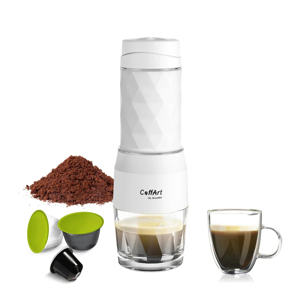 Portable Hand Press Espresso Maker 3 in 1 Travel Coffee Brewer White-1