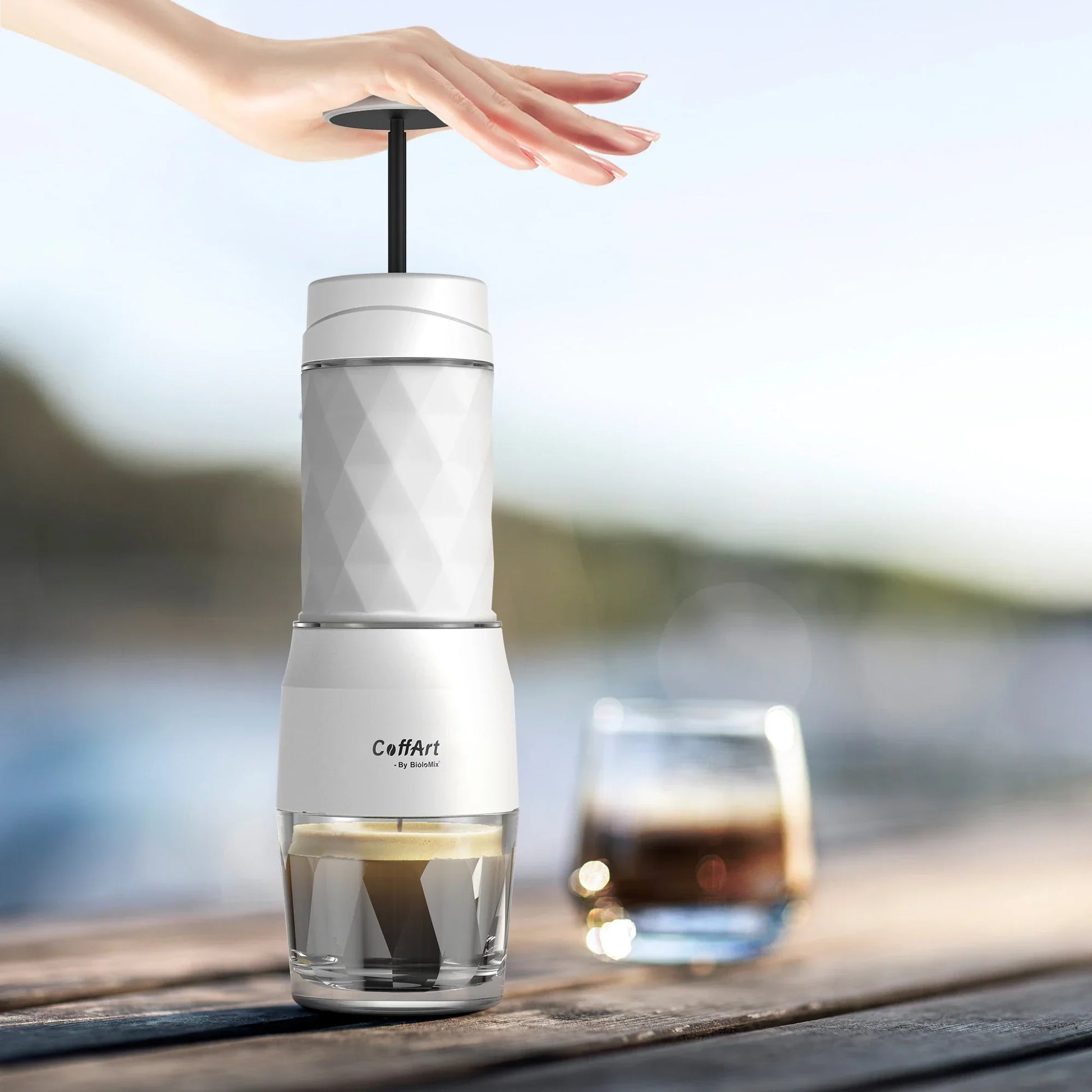 Portable Hand Press Espresso Maker 3 in 1 Travel Coffee Brewer White-2