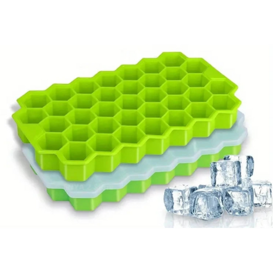2 Pcs Silicone Honeycomb Ice Cube Tray With Lid-0